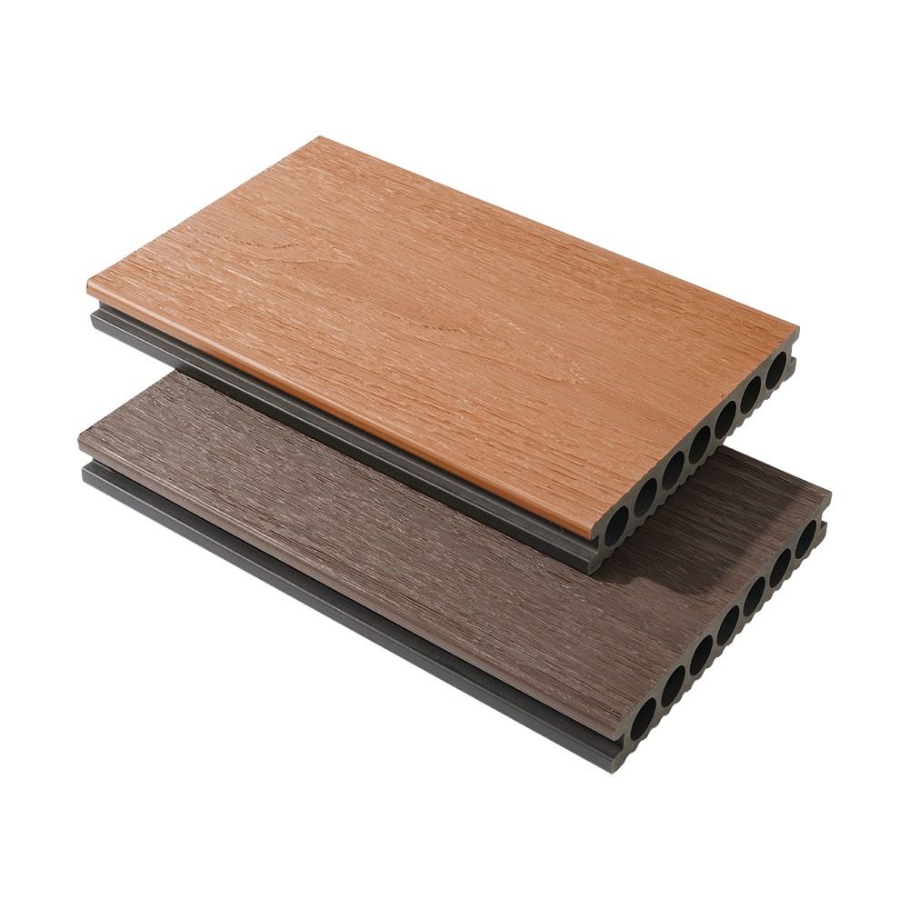 Decking WPC co-extrudé à sept trous (lignes fines sur un seul côté)