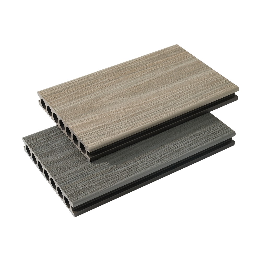 Decking WPC co-extrudé à sept trous (lignes fines sur un seul côté)