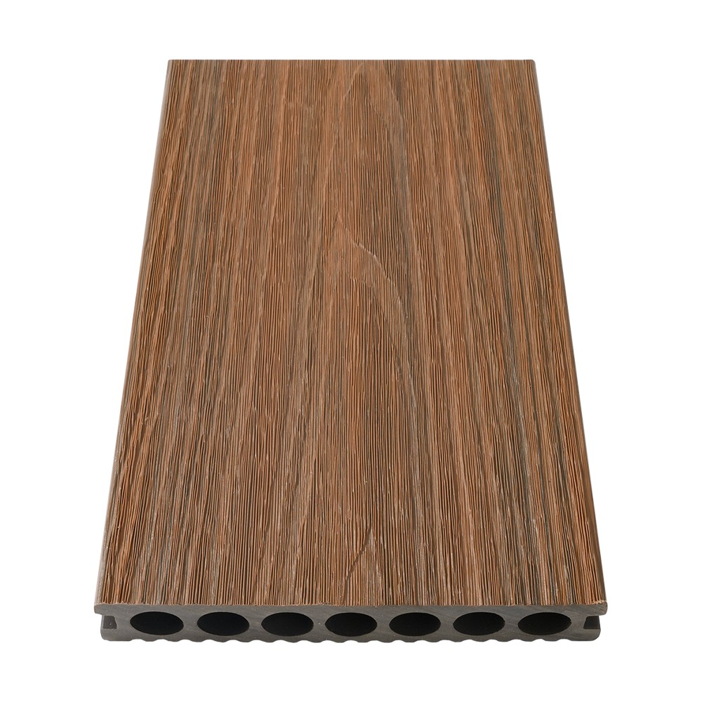 Decking WPC co-extrudé à sept trous (lignes fines sur un seul côté)