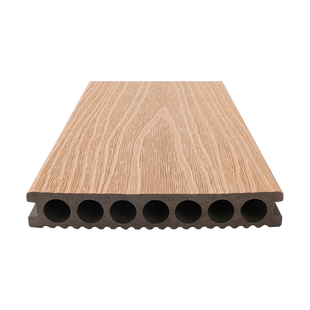 Decking WPC co-extrudé à sept trous (lignes fines sur un seul côté)