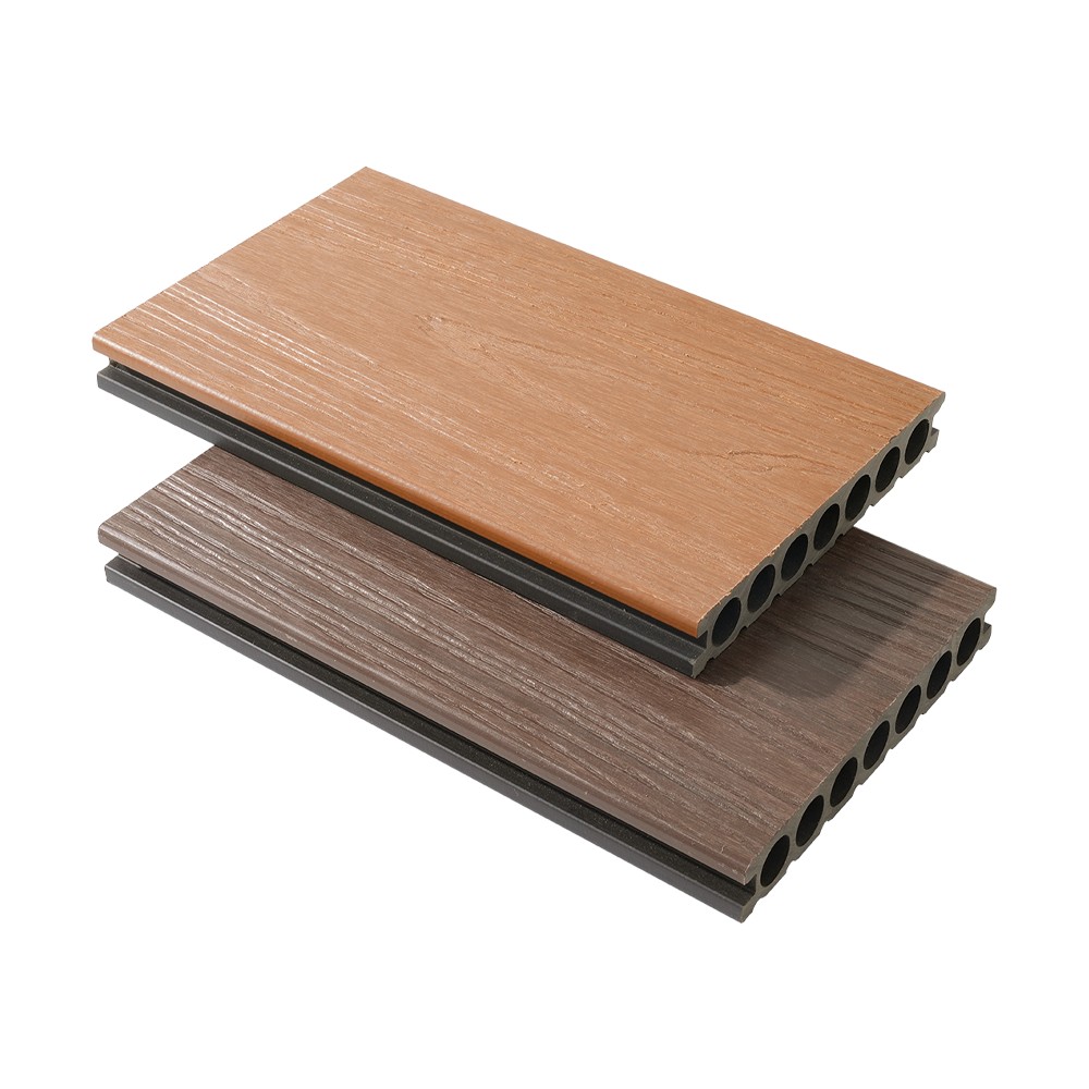 Decking WPC co-extrudé à sept trous (texture grossière sur un seul côté)