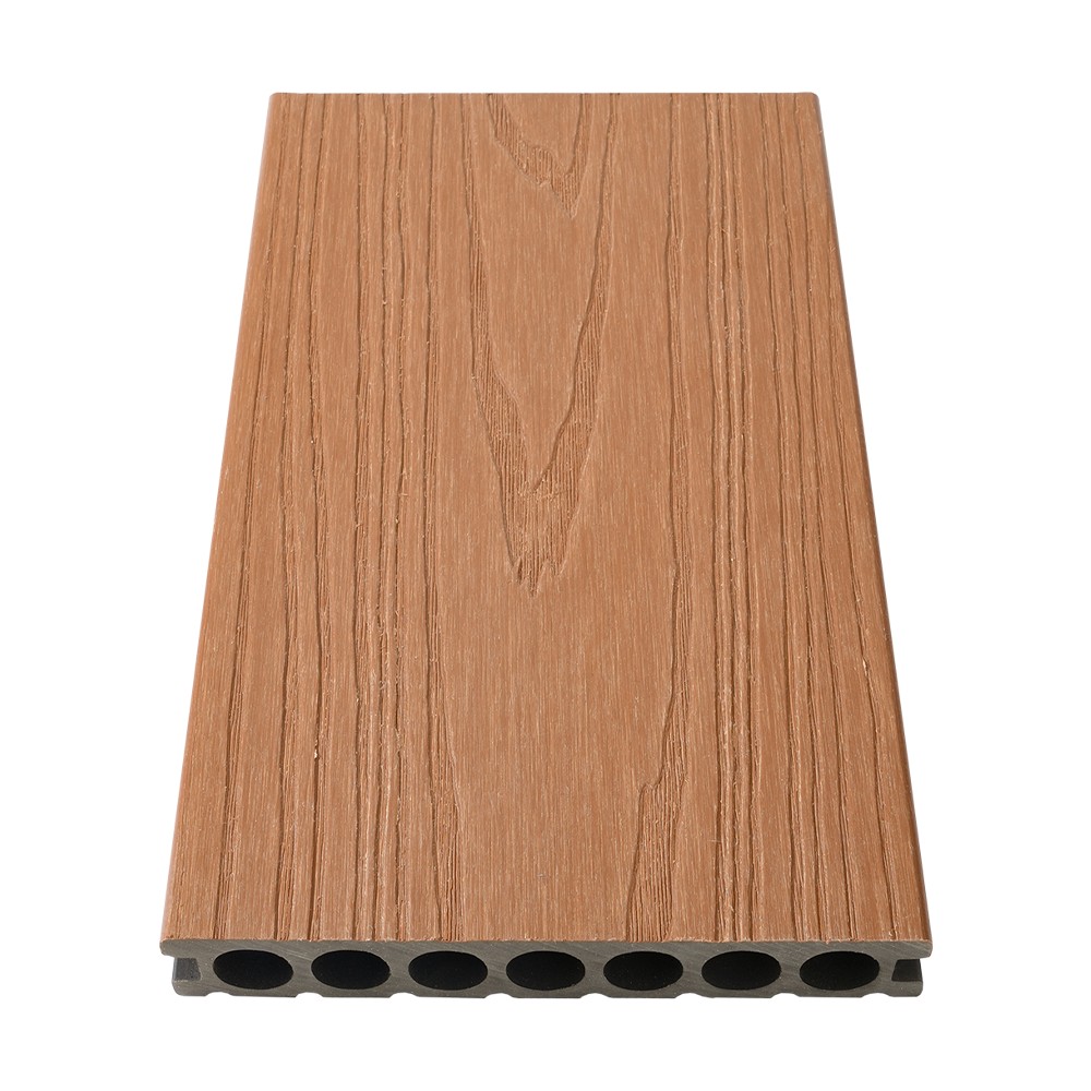 Decking WPC co-extrudé à sept trous (texture grossière sur un seul côté)