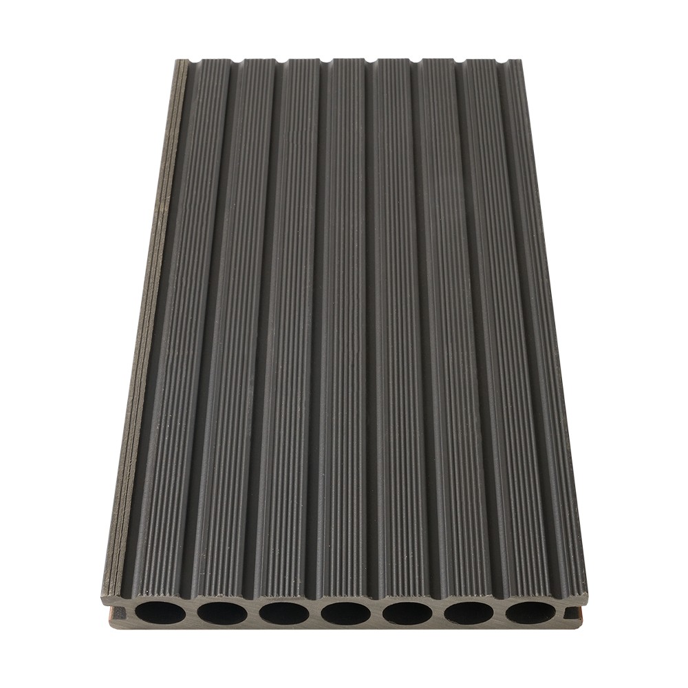 Decking WPC co-extrudé à sept trous (texture grossière sur un seul côté)