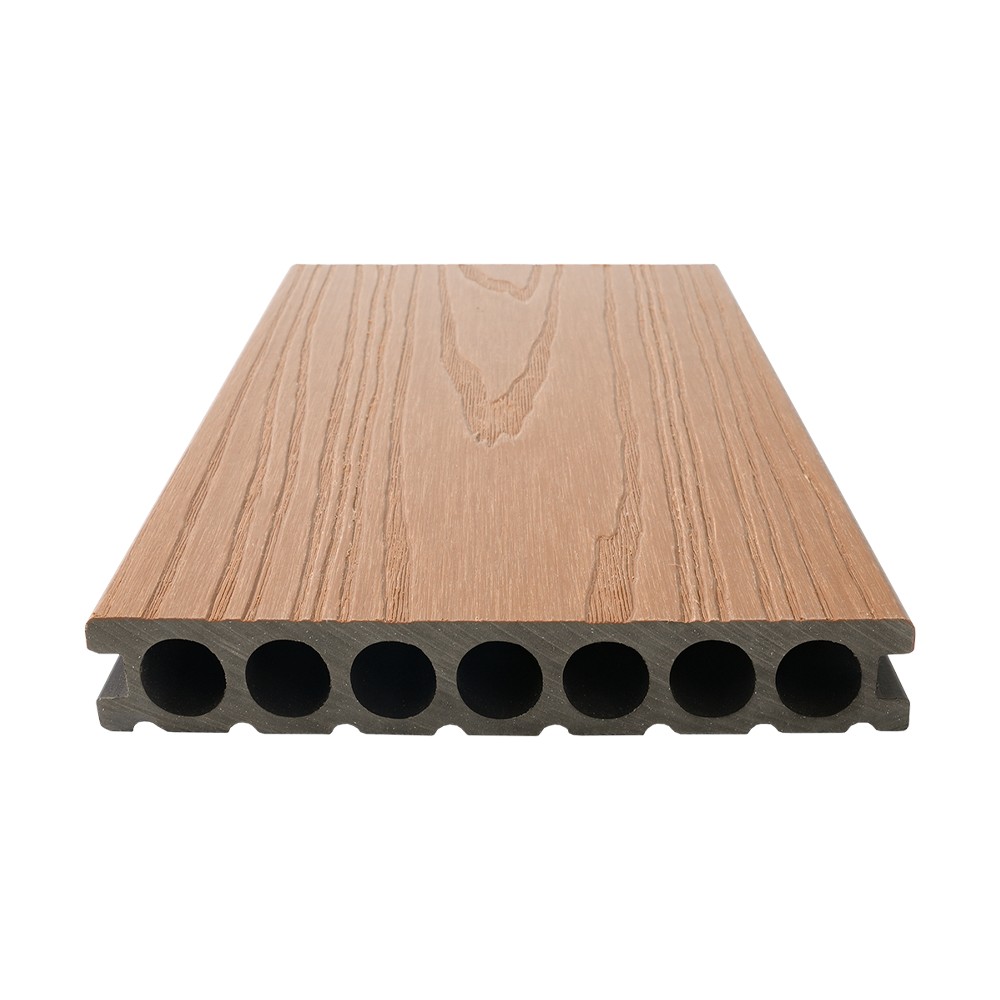 Decking WPC co-extrudé à sept trous (texture grossière sur un seul côté)